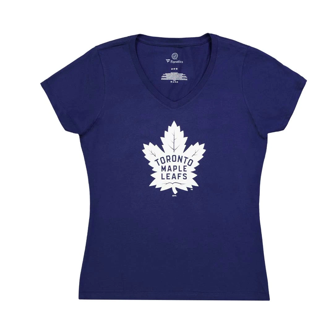 Fanatics - Women's Toronto Maple Leafs Primary Logo V-Neck T-Shirt (3A40 4506 2GZ 71M) 3 Fanatics - Women's Toronto Maple Leafs Primary Logo V-Neck T-Shirt (3A40 4506 2GZ 71M)