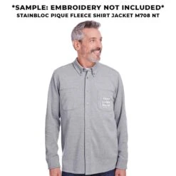 Harriton - Men's StainBloc Pique Fleece Shirt Jacket (M708 NT) -SVP Sports Sale Harriton Men s StainBloc Pique Fleece Shirt Jacket M708 NT 5