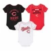 Outerstuff MLB - Girls' (Infant) Cincinnati Reds 3 Pack Onesie (KM32EMO 13) -SVP Sports Sale MLB Kids Infant Cincinnati Reds 3pk Onesie KM32EMO 13 1