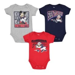 Outerstuff NFL - Kids' (Infant) New England Patriots 3 Pack Disney Game Time Frenzy Creeper Set (HK1N1FF3U PAT)