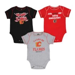Outerstuff NHL - Kids' (Infant) Calgary Flames 3 Pack Onesie (HK5N1A2Z9 FLM)