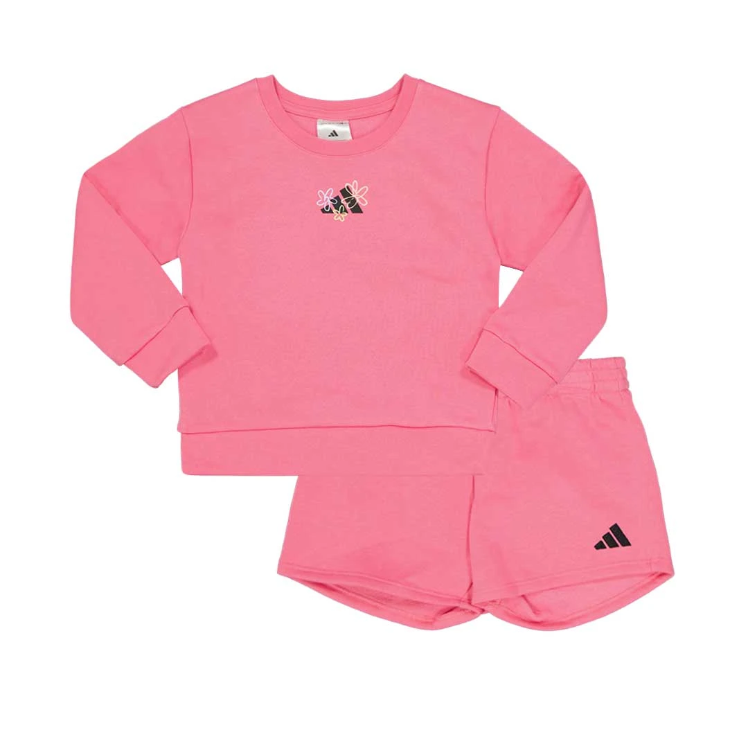 Adidas - Girls' Fleece Crew & Shorts Set (JK4544) 3 Adidas - Girls' Fleece Crew & Shorts Set (JK4544)